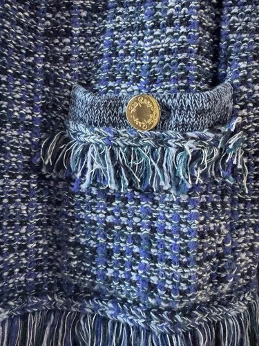 Lilly Pulitzer Blue Simora Fringe Cardigan Women’s L image 3