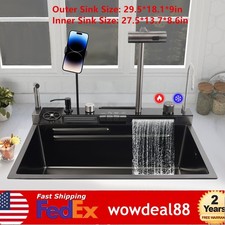 Digital Display Stainless Steel Kitchen Sink Single Slot with Faucet Cup Washer