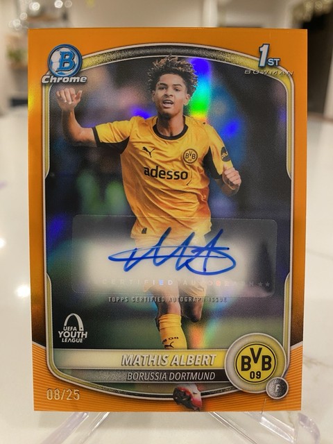 2025-26 Topps Chrome UEFA Club Mathis Albert 1st Bowman RC Auto /25 #BYA-MA