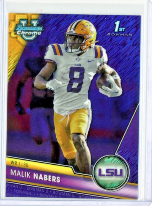 2023 Bowman Chrome U Malik Nabers Bowman 1st Purple Shimmer Refractor # 74