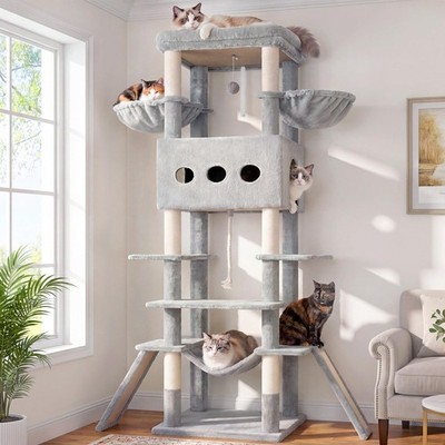 78.7 Inch Cat Tree, Multi-Level Cat Tower for Indoor Cats, Large Cat House, D...