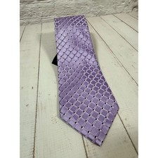 Club Room Mens Lavender Purple Geometric Grid 100 Silk Necktie Formal Office