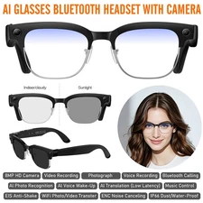 Smart Glasses 8MP HD Video Recording Chat-GPT AI Translation Bluetooth Headset