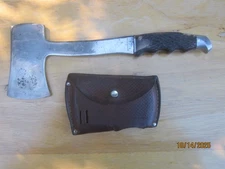 VTG SCHRADE WALDEN NY USA HATCHET W/ORIG SHEATH & NICE HANDLE, NICE BIT
