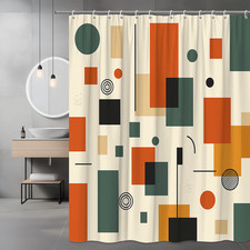 Modern Geometric Shower Curtain in Earthy Tones - Abstract Design