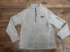PATAGONIA Better Sweater 1/4 zip Kids Youth Medium 10 Solid Gray Cozzy Fleece