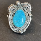Andy Lee Kirk Isleta Vintage Sterling Silver Turquoise Ring Statement Size 7.25