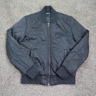 Members Only Jacket Mens Small Black Ozone Quilted Bomber Full Zip Zig Zag Racer