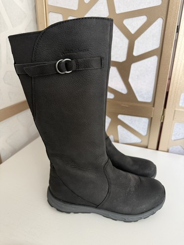 Eddie Bauer Lodge Boots Tall Women's Size 7 Black Leather FreeHeat Waterproof