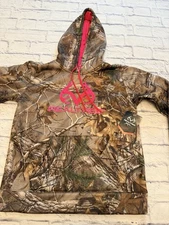 Real Tree Realtree Camo Womens Large (12-14) Camouflage Pink Logo Hoodie, NWT