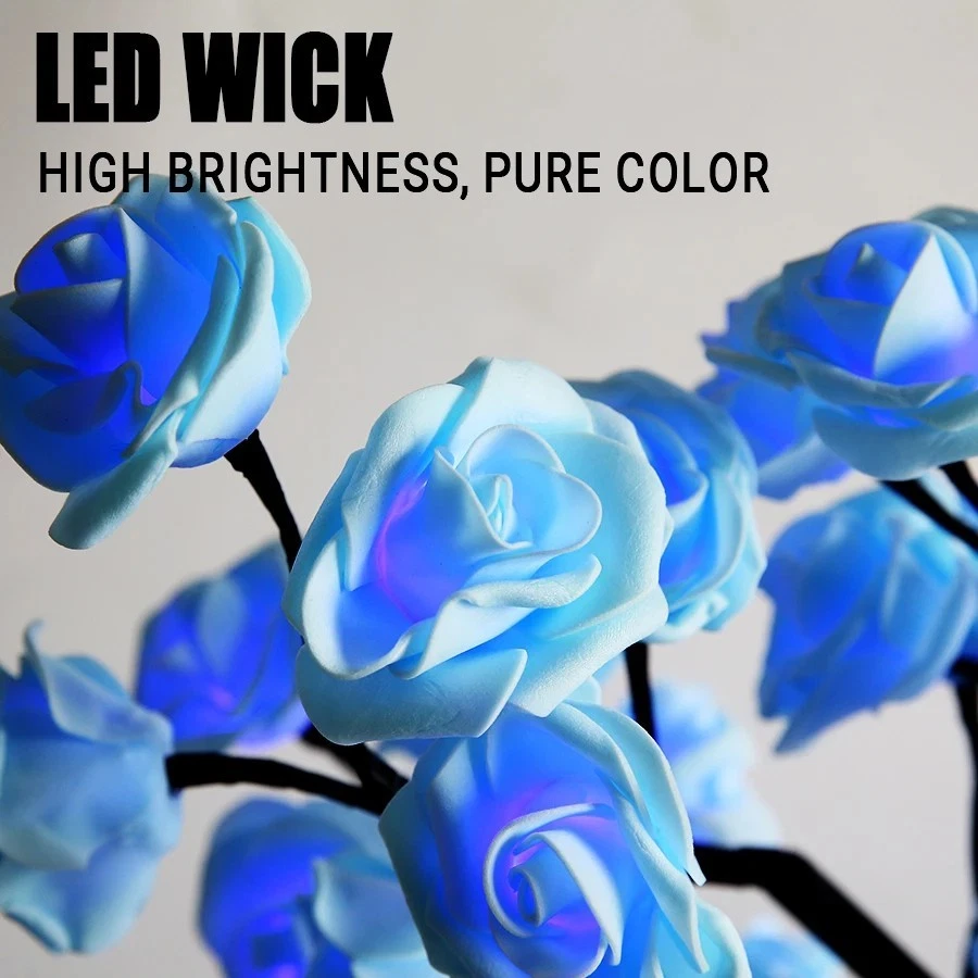 LED Lamp Rose Tree Blue Table Lights Gift Party Home Decoraction Night Light New - Image 3 of 4