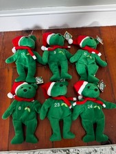 Set of 6 SALVINO'S BAMM BEANO'S  Christmas Holiday Bears  MLB  Baseball