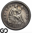 1855 Seated Liberty Half Dime w/ Arrows, Scarce This Nice! Choice AU++/Unc
