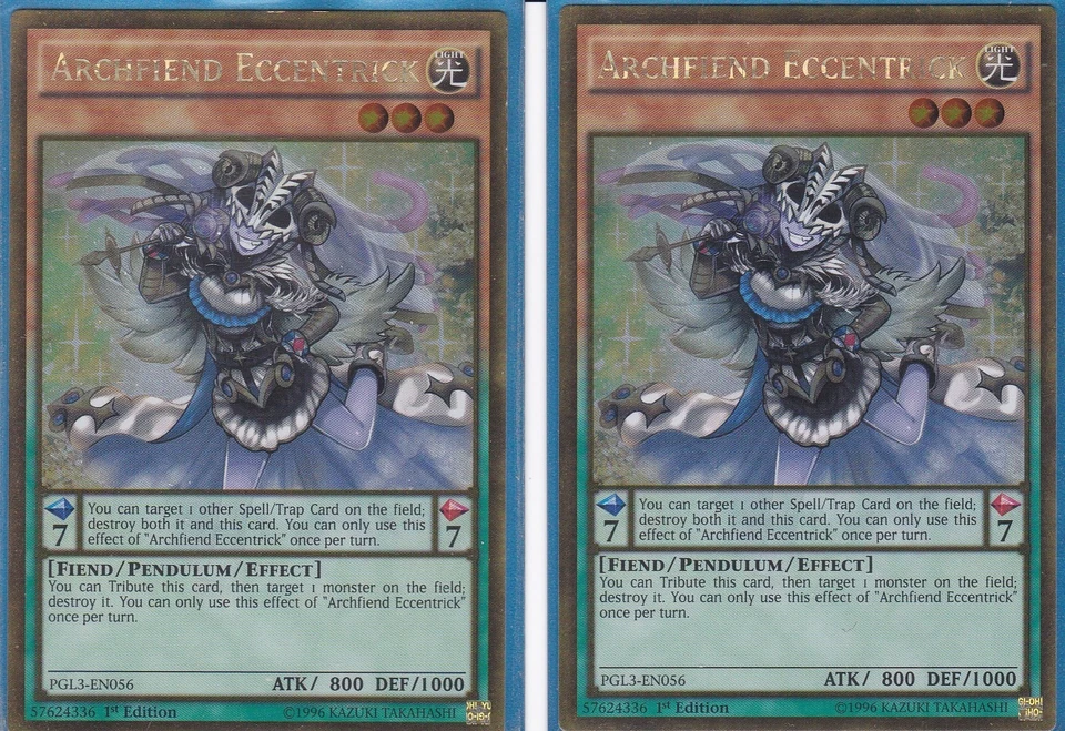 Yu-Gi-Oh! 2x Archfiend Eccentrick PGL3-EN056 1st Ed. Premium Gold Rare EXCELLENT - Photo 1/1