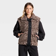Women's High Pile Vest - JoyLab Animal Print XXS