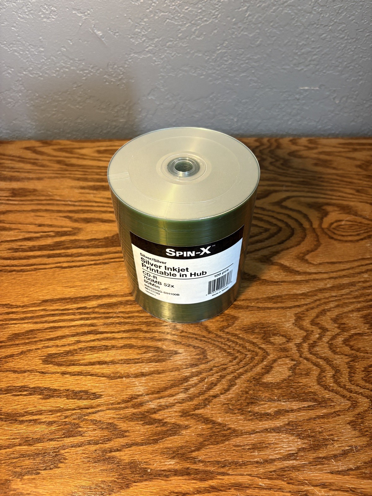 100 Spin-X Diamond Certified 52x CD-R 80min 700MB Silver Inkjet Hub Printable