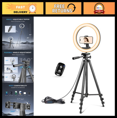 12'' Ring Light with 50'' Tripod Stand & Phone Holder for Live Streaming, Makeup,