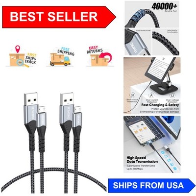 Durable 1ft Micro USB Cables - 2-Pack for High-Speed Charging & Connection