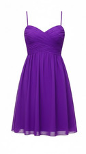 Lauren Ralph Lauren Evening Dress 8 Purple Ruched Chiffon Spaghetti Cocktail