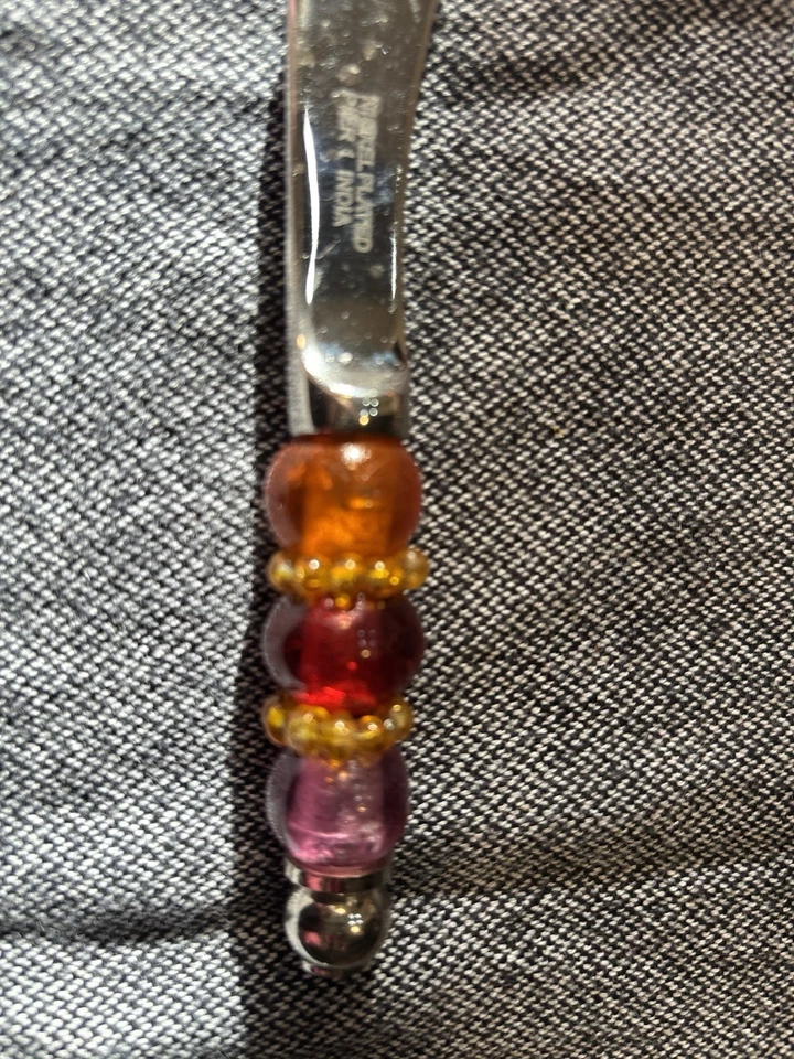 DE COLECCIÓN PIER 1 LOTE CUENTAS SERVIDOR TENEDOR CUCHARA ROJO NARANJA Y ROSA ENTRETENIMIENTO RARO Foto 4 de 4