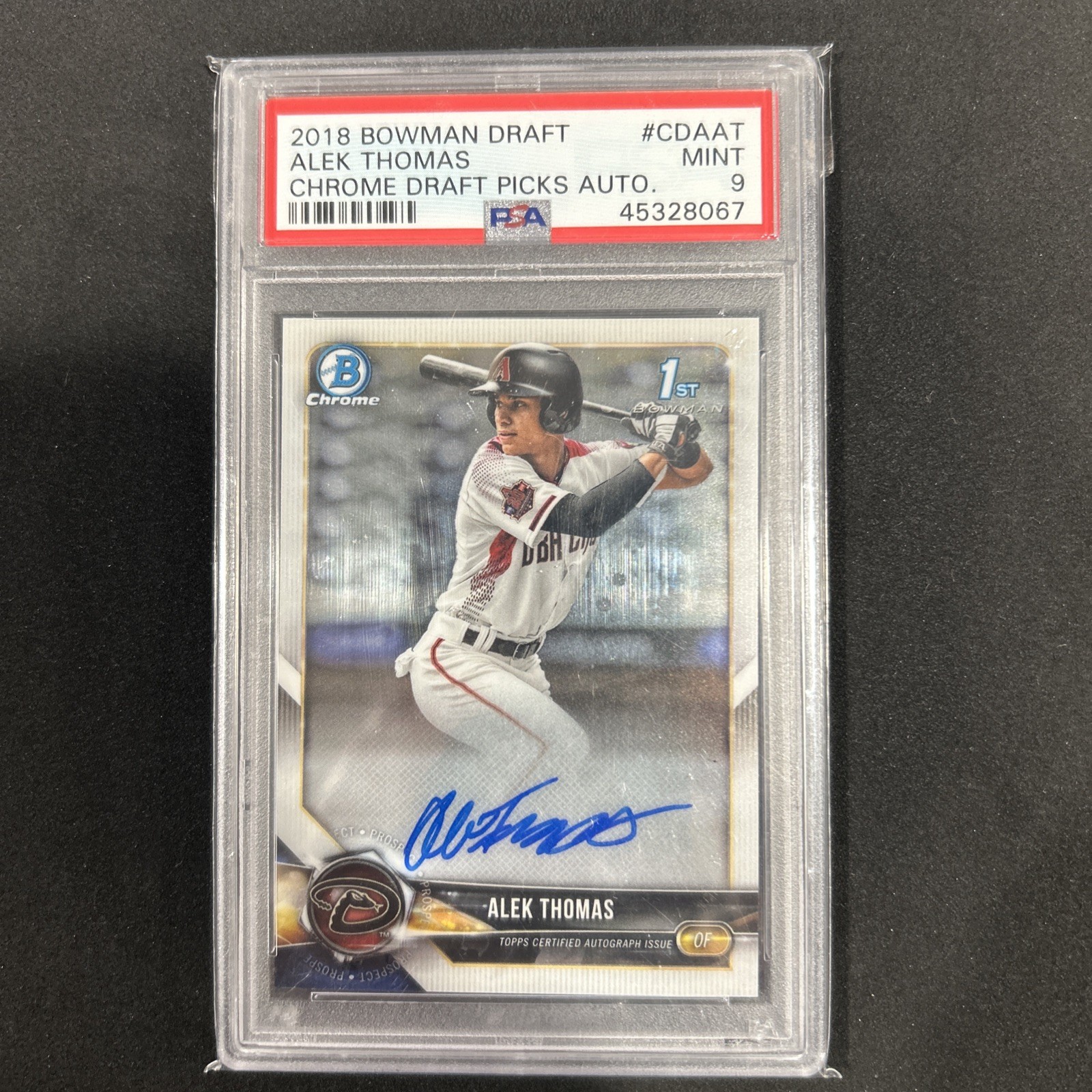 Alek Thomas 2018 Bowman Chrome Draft Picks Auto #CDA-AT PSA 9