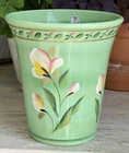 Fenton Glass Floral Decorated Jadeite Jade Green Flared Flower Vase 2007
