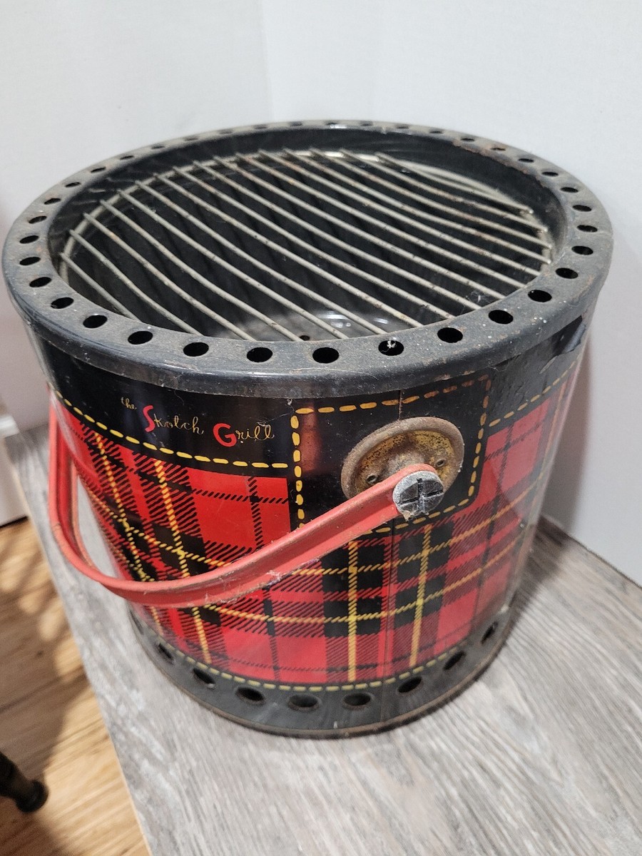 VINTAGE 50s PLAID METAL SKOTCH GRILL CHARCOAL PORTABLE BARBEQUE | eBay
