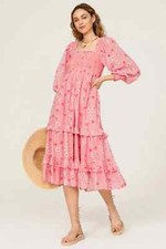 Love Shack Fancy Miri Dress Pink Floral Size Small AU 8 US 4