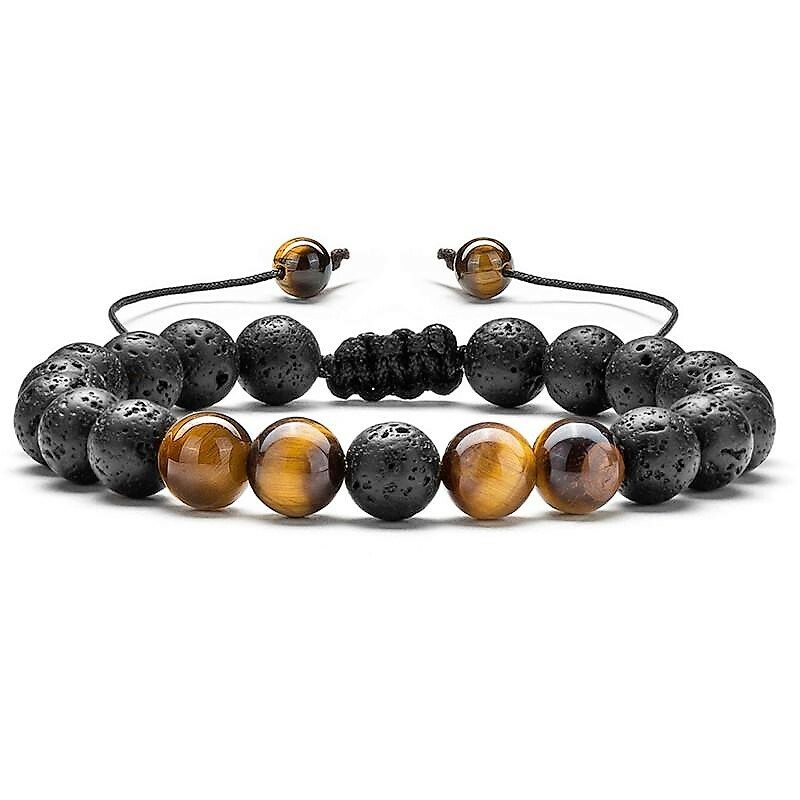 Men's Lava Tiger Eye Bangle Essential Oil Anxiety Stress
