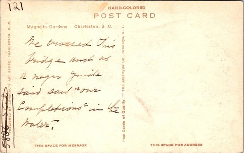 Charleston South Carolina Magnolia Gardents - Albertype Hand Colored Postcard - Picture 2 of 2
