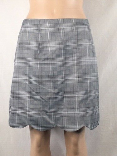 Junior's NWT Aqua Gray Plaid Scallop Skirt Size L - 第 1/4 張圖片