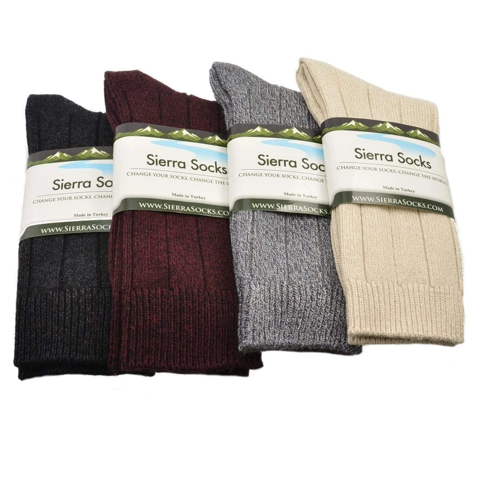 Sierra Socks Men's Combed Cotton Socks with Reinforced Toe, Dressy or Casual