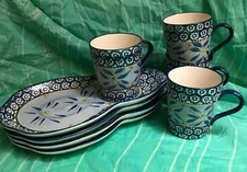 TEMPTATIONS ~ OLD WORLD BLUE ~ SNACK PLATE & MUG SET ~ 1 OR ALL ~ 1+ SHIP