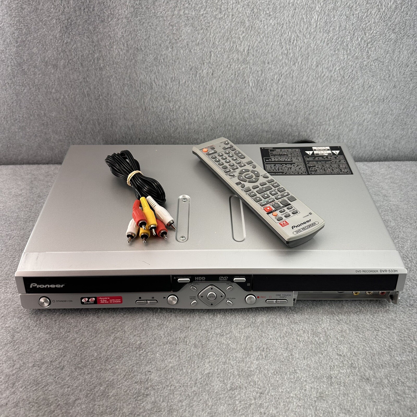 PIONEER DVR-533H-S DVD Recorder Player 80GB Hard Drive w Remote AV Cables Tested