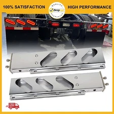 New Pair 30'' Chrome Mud Flap Hangers Rear Oval Spring Loaded 2.5" Bolt Pattern