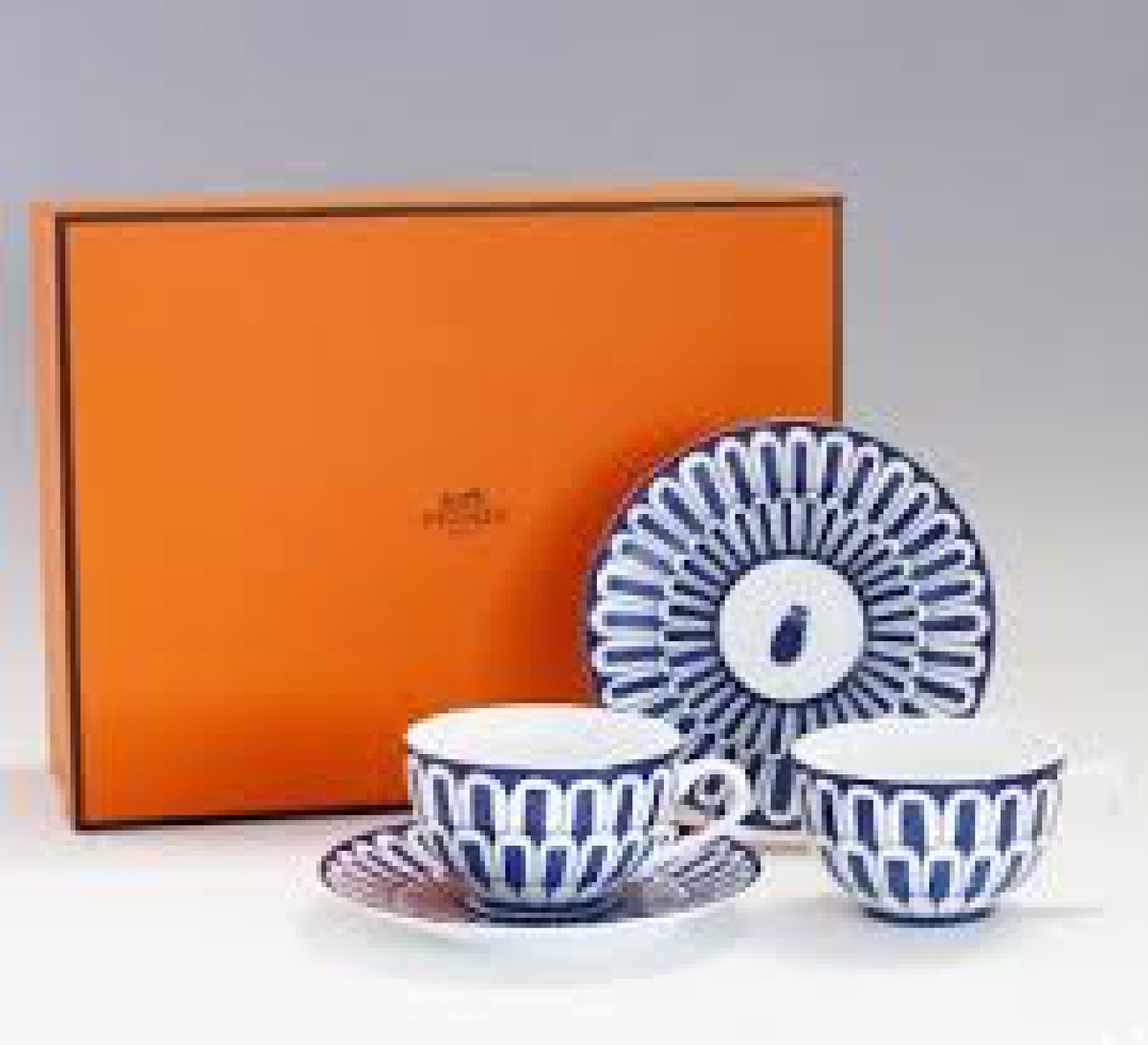 Hermes Bleus d'Ailleurs Pair of Tea Cup & Saucer Blue Porcelain