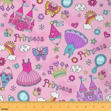 Enchanted Rainbow Princess Fabric - DIY Art & Decor for Kids Girls - Waterproof