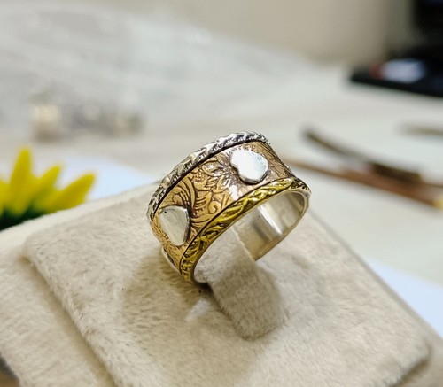 Copper Spinner band ring heart Designer band Ring Thumb Ring Size 8.5 A120 - Picture 5 of 6