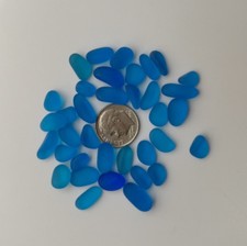 sea beach glass 20 pieces small deep blue cobalt lots bulk jewelry making