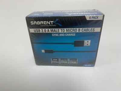SABRENT USB 2.0 A male to micro B cables-6 Pack BRAND NEW SEAL