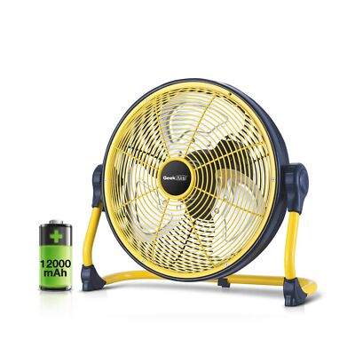 Geek Aire 12 Inch Battery Operated Floor Fan Portable Cordless Metal Blade High Velocity For Camping Travel Hurricane - View #7