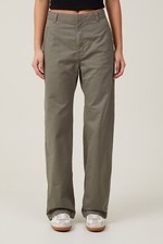 Cotton:On Women's Bailey Pants Straight Cut Khaki Woodland Green Size 4 NEW