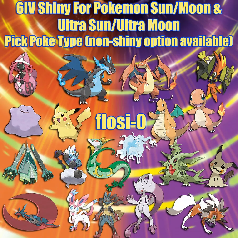 6IV Shiny Pokemon Sun Moon Ultra Sun Ultra Moon Pick Type (Non