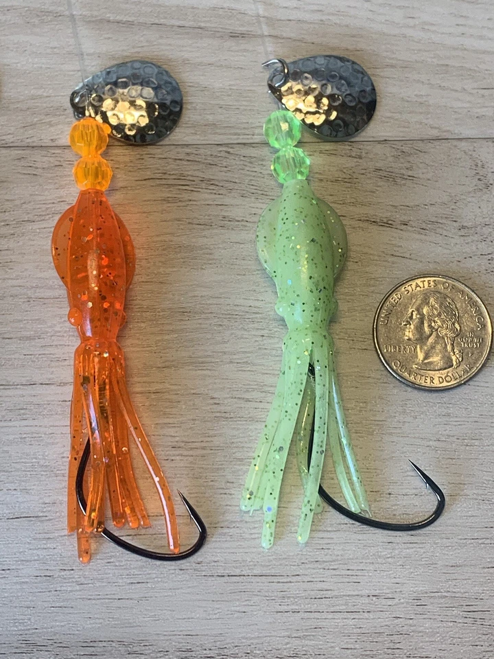 B2鱿鱼手工绑Fluke假发。 Fluke,比目鱼,海贝斯,条纹 — 第 2/4 张图片