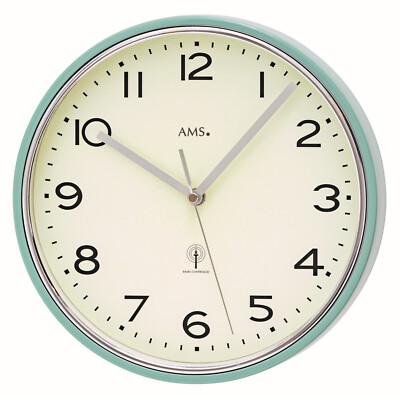 AMS 5508 Wanduhr Funkuhr Funkwanduhr analog modern Metallgehäuse