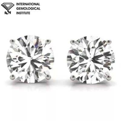 IGI-zertifiziert im Labor gezüchtete runde Diamant Krone Krappen Set Ohrstecker in Platin