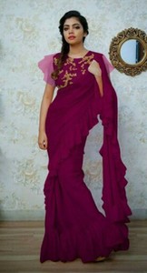 frill saree party wear