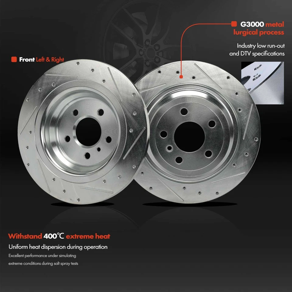 12x Front & Rear Drilled Brake Rotors & Brake Pads for Mercedes-Benz ML350 ML400 - Image 3 of 4
