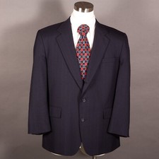 Joseph A Bank Mens Sport Coat 44R Navy Wool Blazer Jacket 3 Buttons Single Vent
