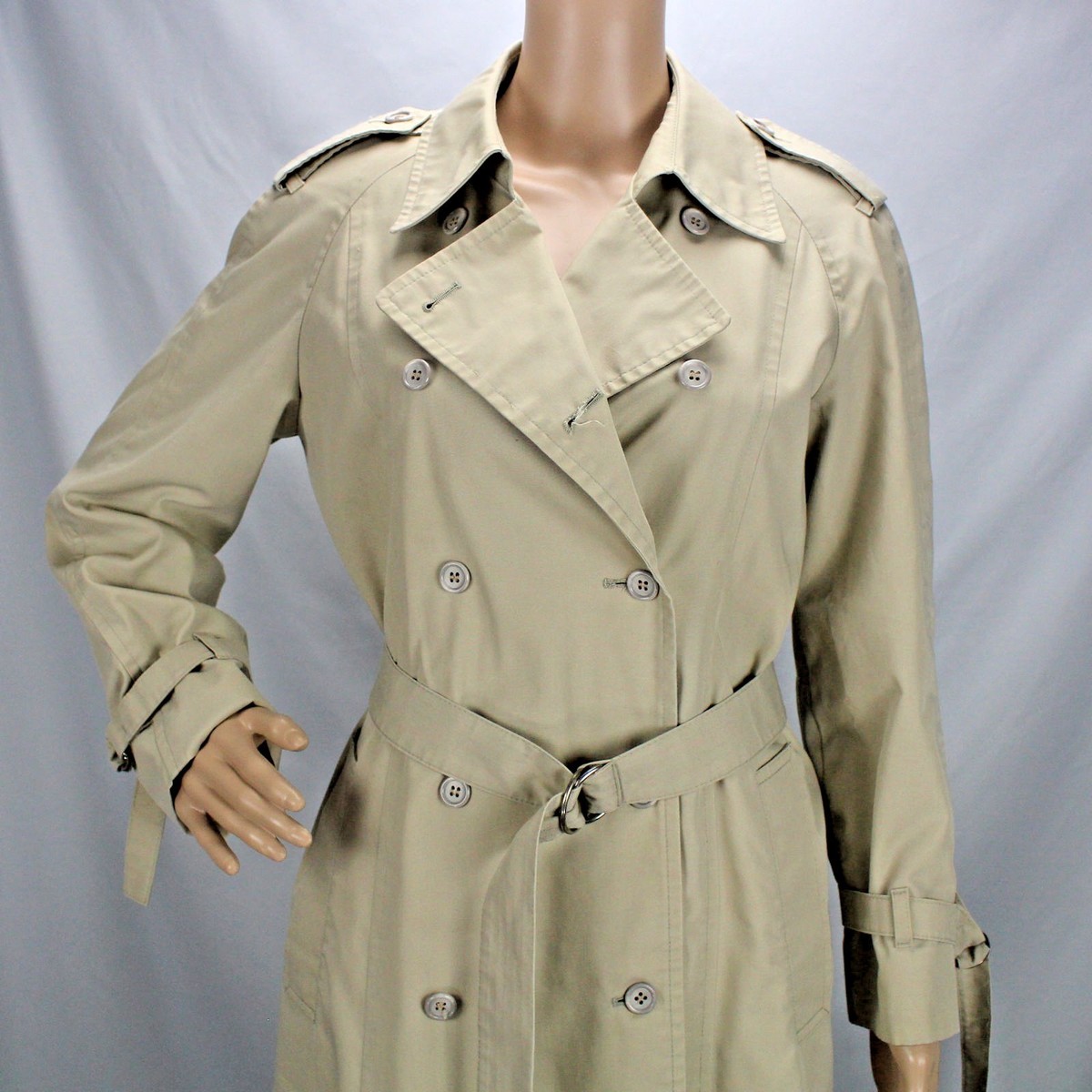 Ladies London Fog Beige Double Breasted Trenchcoat with Belt-8